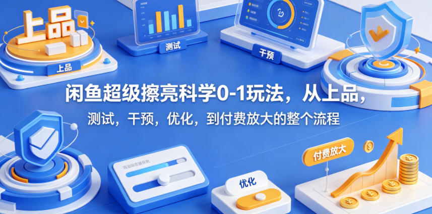 闲鱼超级擦亮科学0-1玩法，从上品，测试，干预，优化，到付费放大的整个流程-齐力副业