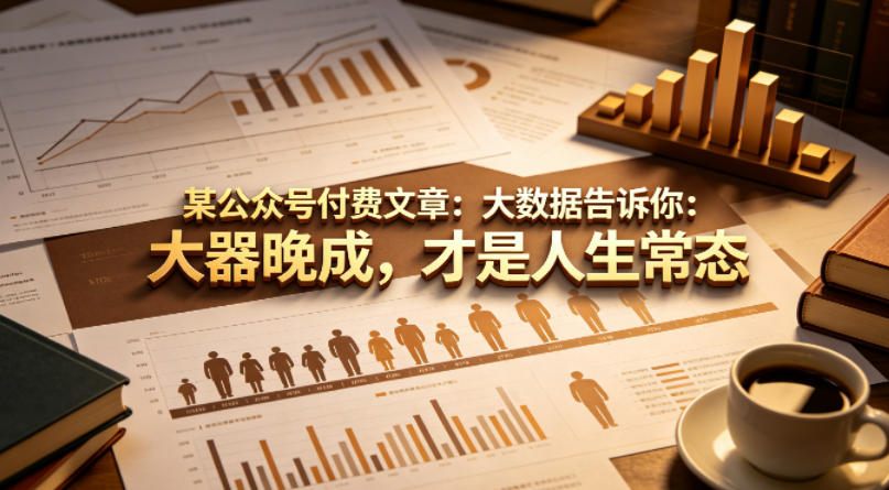 某公众号付费文章：大数据告诉你：大器晚成，才是人生常态-齐力副业