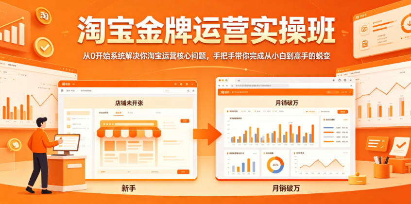 淘宝金牌运营实操班，从0开始系统解决你淘宝运营核心问题，手把手带你完成从小白到高手的蜕变-齐力副业