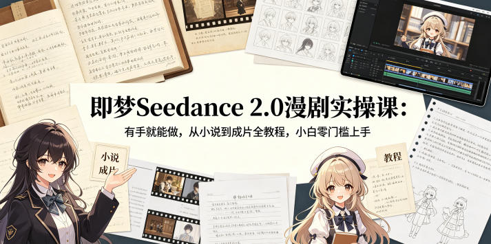 即梦Seedance 2.0漫剧实操课：有手就能做，从小说到成片全教程，小白零门槛上手-齐力副业