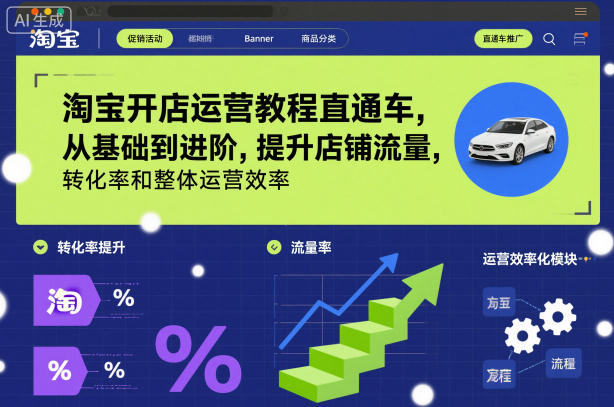 淘宝开店运营教程直通车，从基础到进阶，提升店铺流量，转化率和整体运营效率（更新26年4月20日）-齐力副业