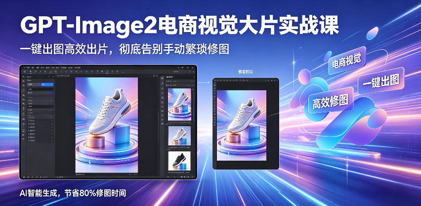 GPT-Image2电商视觉大片实战课，一键出图高效出片，彻底告别手动繁琐修图-齐力副业