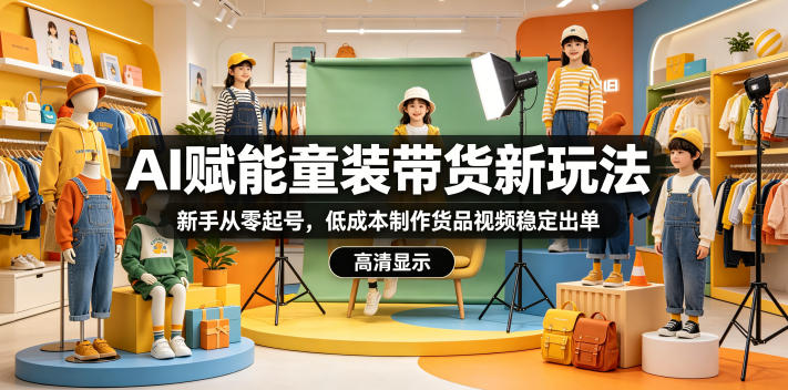 AI赋能童装带货新玩法,新手从零起号,低成本制作货品视频稳定出单-齐力副业