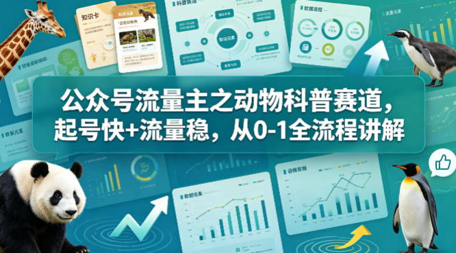公众号流量主之动物科普赛道，起号快+流量稳，从0-1全流程讲解-齐力副业