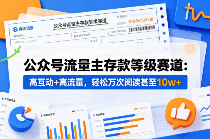 公众号流量主之存款等级赛道，高互动+高流量，轻松达到万次阅读，甚至10w+-齐力副业
