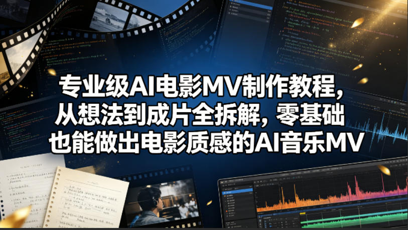 专业级AI电影MV制作教程，从想法到成片全拆解，零基础也能做出电影质感的AI音乐MV-齐力副业