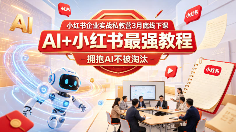 小红书企业实战私教营3月底线下课，AI+小红书最强教程，拥抱AI不被淘汰-齐力副业