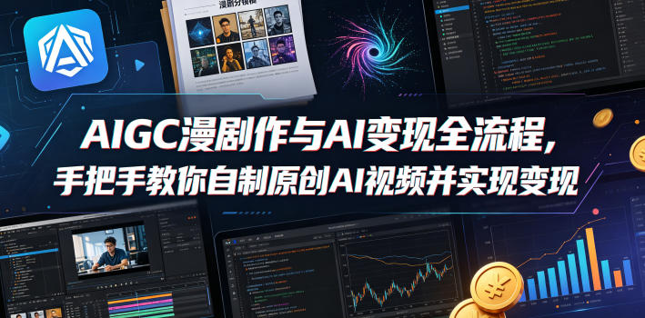 AIGC漫剧创作与AI变现全流程，手把手教你自制原创AI视频并实现变现-齐力副业