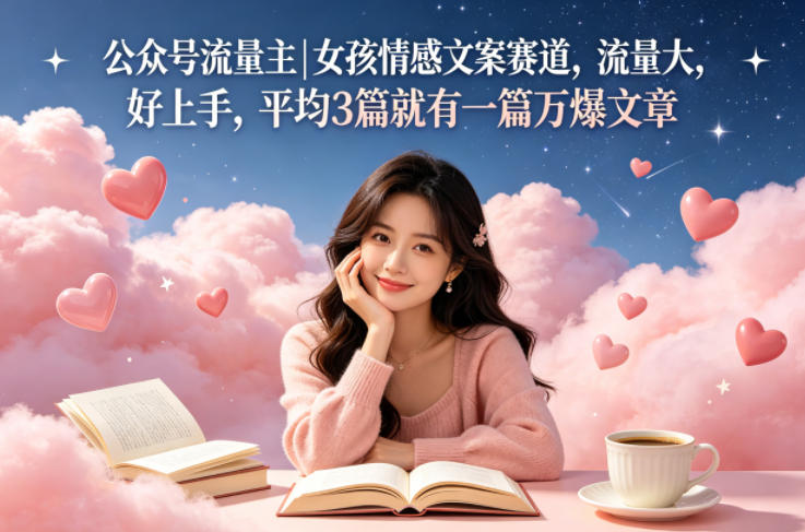 公众号流量主女孩情感文案赛道，流量大，好上手，平均3篇就有一篇万爆文章-齐力副业