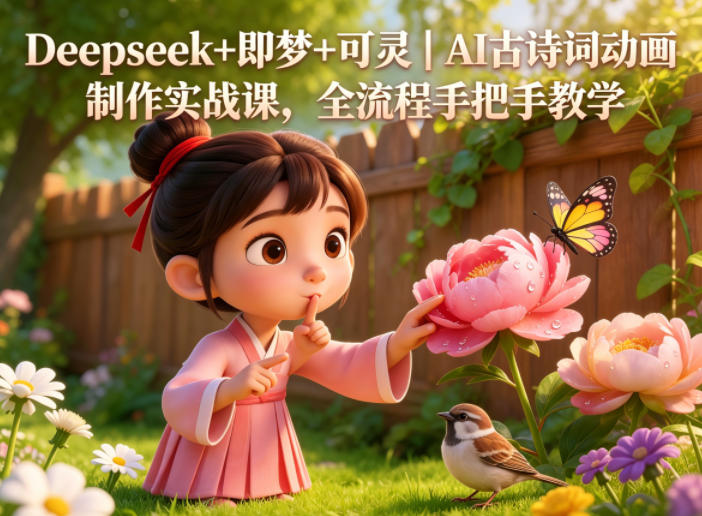 Deepseek+即梦+可灵｜AI古诗词动画制作实战课，全流程手把手教学-齐力副业