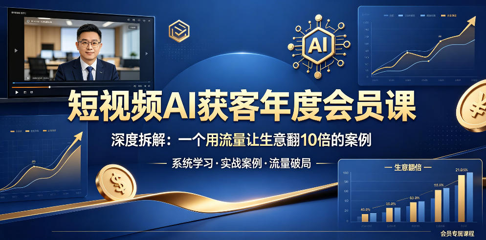 短视频AI获客年度会员课，深度拆解，一个用流量让生意翻10倍的案例-齐力副业