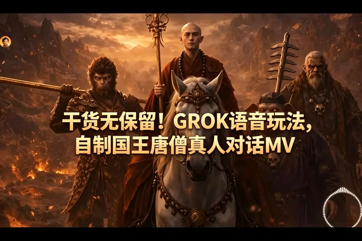 干货无保留！GROK语音玩法，自制国王唐僧真人对话MV-齐力副业