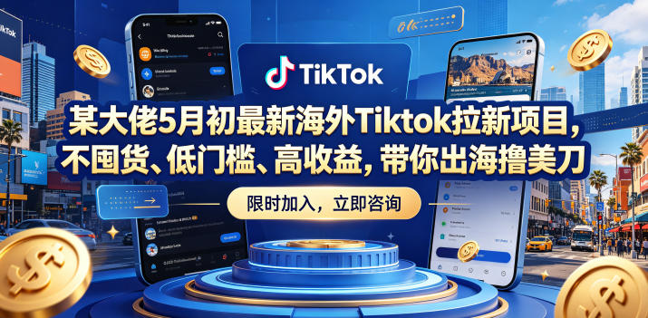 某大佬5月初最新海外Tiktok拉新项目,不囤货、低门槛、高收益,带你出海撸美刀-齐力副业