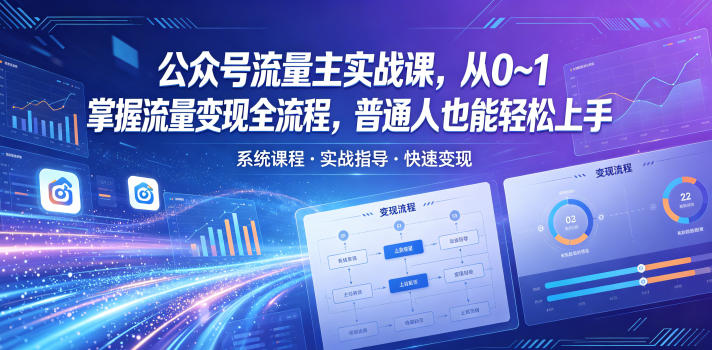 公众号流量主实战课,从0~1掌握流量变现全流程,普通人也能轻松上手-齐力副业