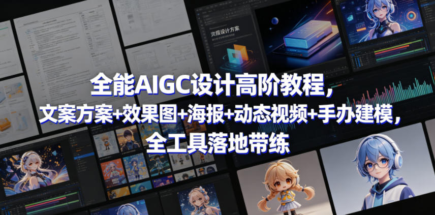 全能AIGC设计高阶教程，文案方案+效果图+海报+动态视频+手办建模，全工具落地带练-齐力副业