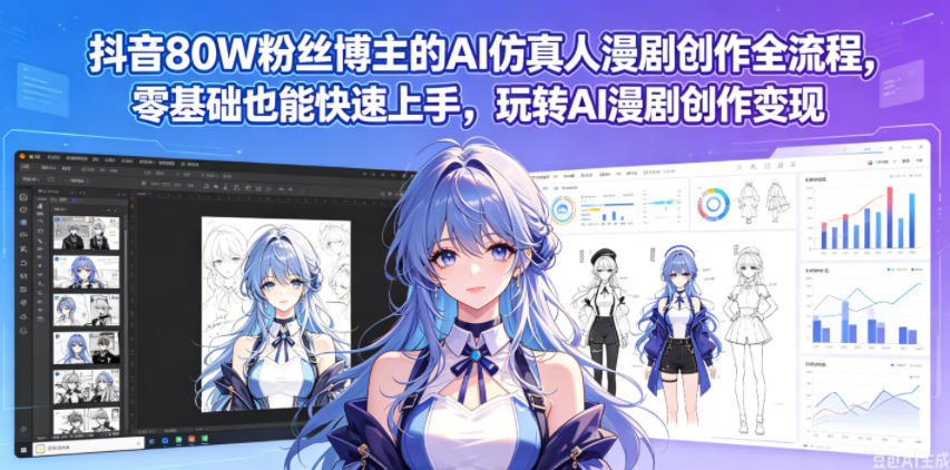 抖音80W粉丝博主的AI仿真人漫剧创作全流程,零基础也能快速上手,玩转AI漫剧创作变现-齐力副业