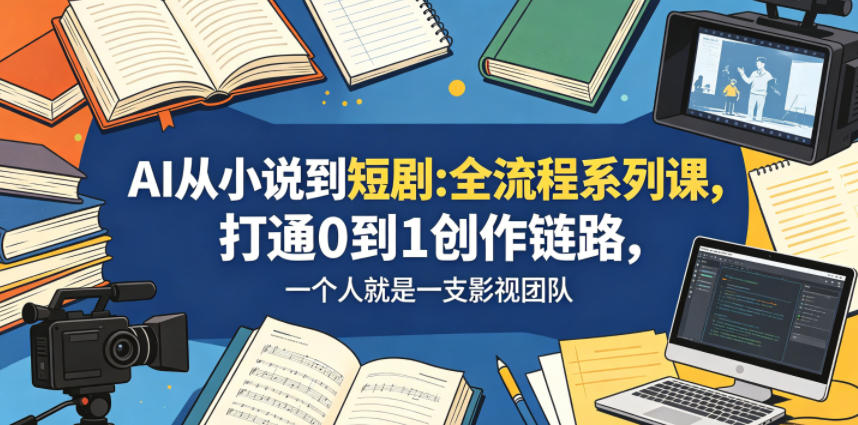 AI从小说到短剧全流程系列课，打通0到1创作链路，一个人就是一支影视团队-齐力副业