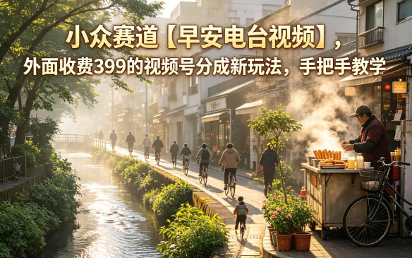 小众赛道【早安电台视频】，外面收费399的视频号分成新玩法，手把手教学-齐力副业