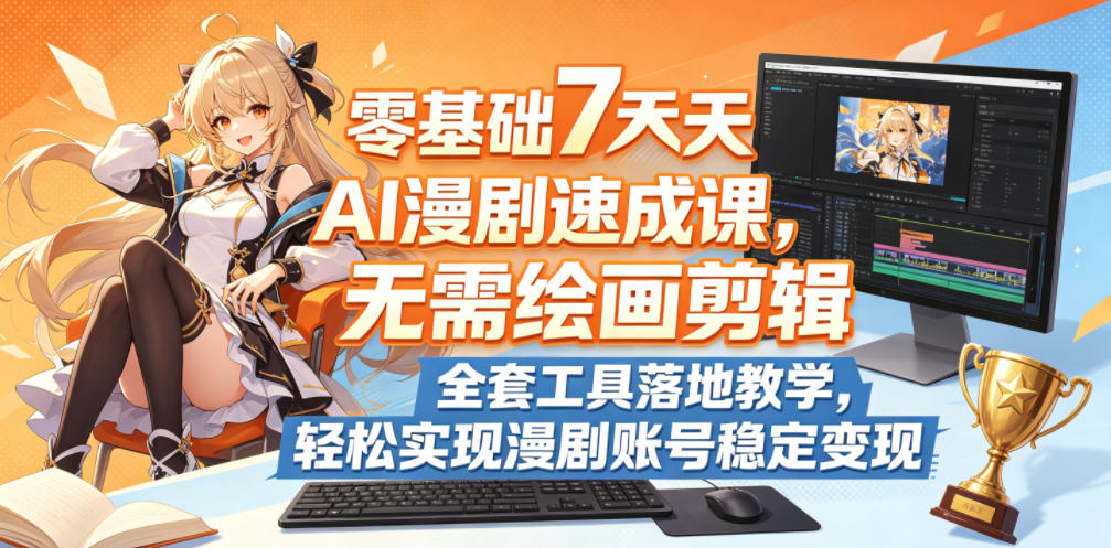 零基础7天AI漫剧速成课,无需绘画剪辑,全套工具落地教学,轻松实现漫剧账号稳定变现-齐力副业