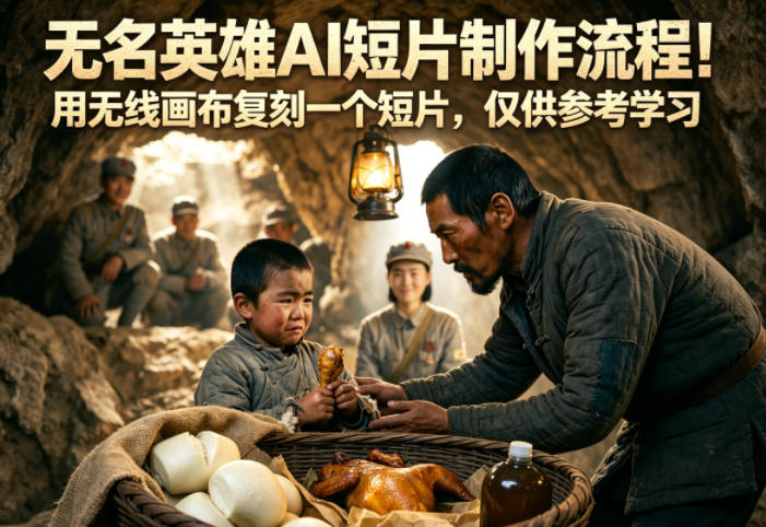 无名英雄AI短片制作流程！用无线画布复刻一个短片，仅供参考学习-齐力副业