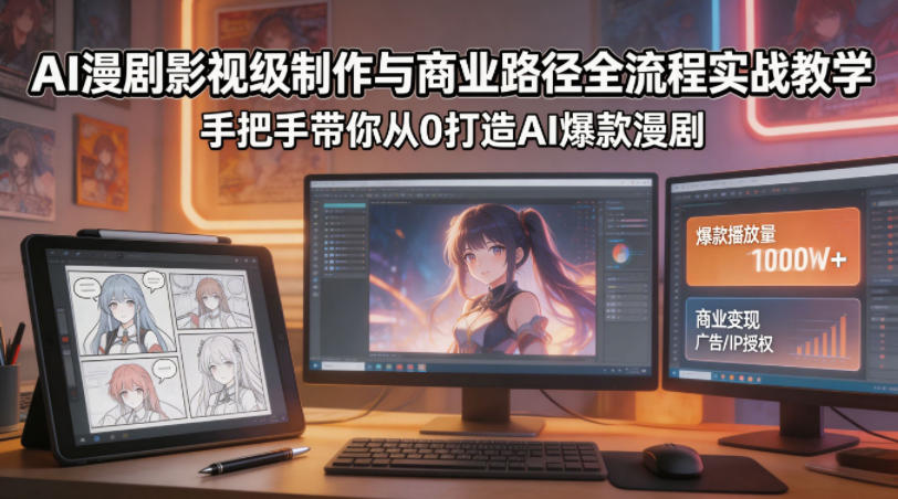 AI漫剧影视级制作与商业路径全流程实战教学，手带你从0打造AI爆款漫剧-齐力副业
