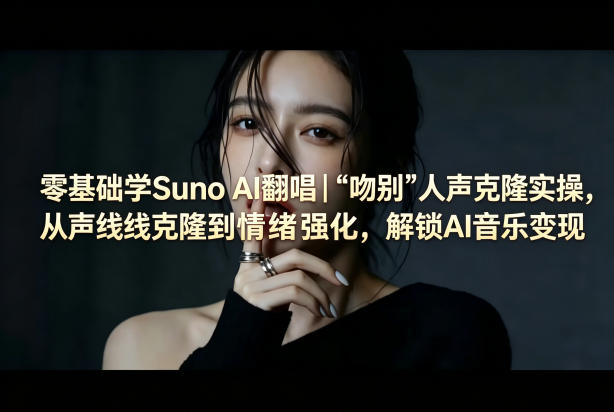 零基础学Suno AI翻唱｜《吻别》人声克隆实操，从声线克隆到情绪强化，解锁AI音乐变现-齐力副业