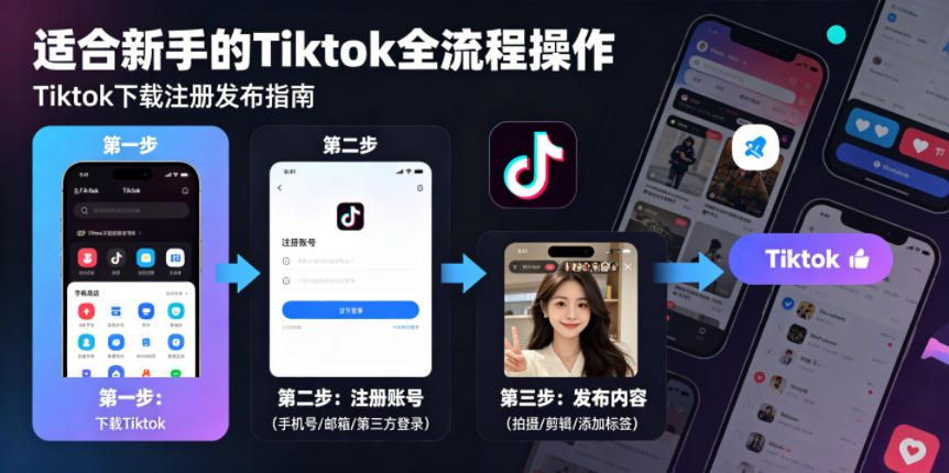 Tiktok下载注册发布，适合新手的Tiktok全流程操作-齐力副业