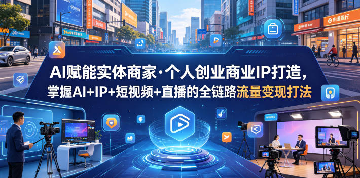 AI赋能实体商家·个人创业商业IP打造,掌握AI+IP+短视频+直播的全链路流量变现打法-齐力副业