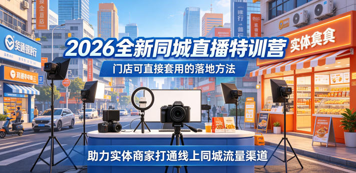 2026全新同城直播特训营,门店可直接套用的落地方法,助力实体商家打通线上同城流量渠道-齐力副业