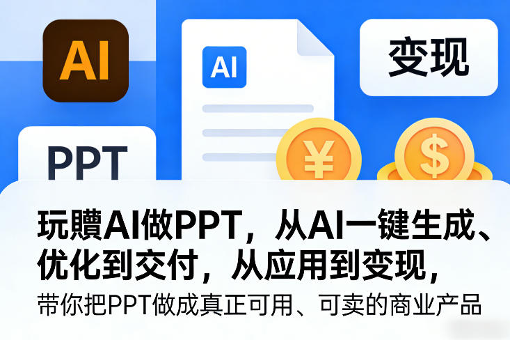 玩賺AI做PPT，从AI一键生成、优化到交付，从应用到变现，带你把PPT做成真正可用、可卖的商业产品（更新0513）-齐力副业
