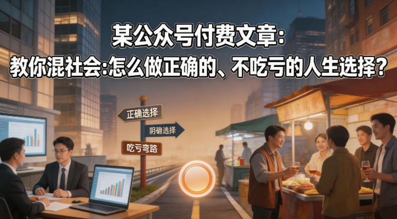 某公众号付费文章：教你混社会：怎么做正确的、不吃亏的人生选择？-齐力副业