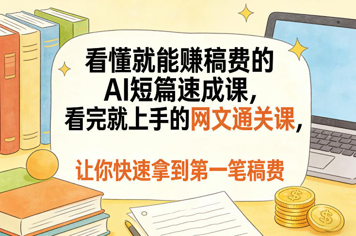 看懂就能賺稿费的AI短篇速成课，看完就上手的网文通关课，让你快速拿到第一笔稿费（更新5月）-齐力副业