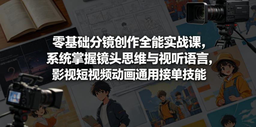 零基础分镜创作全能实战课，系统掌握镜头思维与视听语言，影视短视频动画通用接单技能-齐力副业