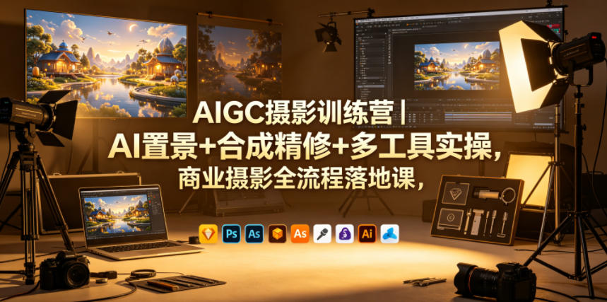 AIGC摄影训练营｜AI置景+合成精修+多工具实操，商业摄影全流程落地课-齐力副业
