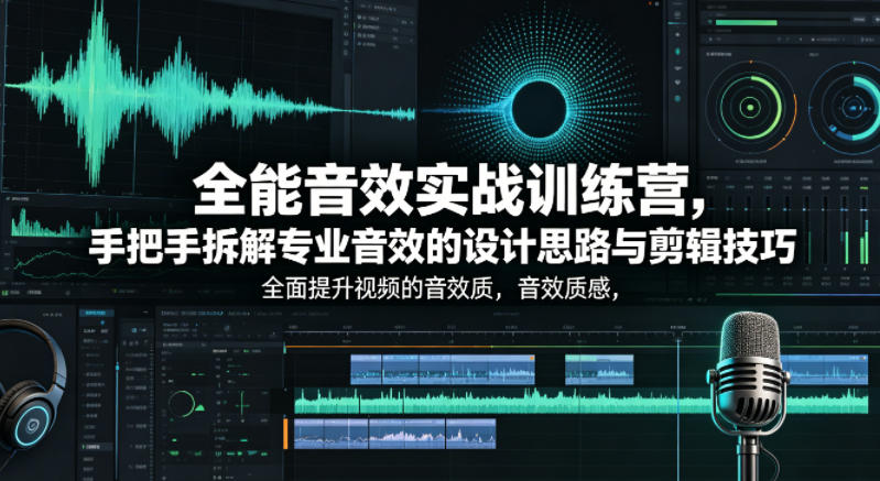 全能音效实战训练营，手把手拆解专业音效的设计思路与剪辑技巧，全面提升视频的音效质感-齐力副业
