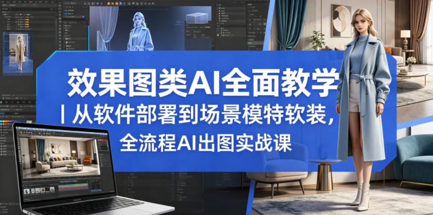 效果图类AI全面教学|从软件部署到场景模特软装,全流程AI出图实战课-齐力副业
