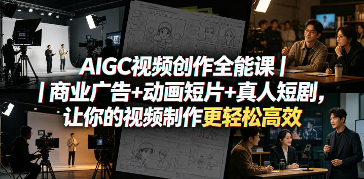 AIGC视频创作全能课|商业广告+动画短片+真人短剧,让你的视频制作更轻松高效-齐力副业