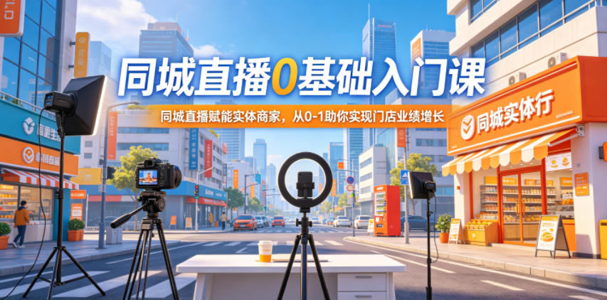 同城直播0基础入门课,同城直播赋能实体商家,从0-1助你实现门店业绩增长-齐力副业