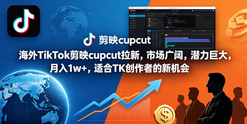 海外TikTok剪映cupcut拉新，市场广阔，潜力巨大，月入1w+，适合TK创作者的新机会-齐力副业