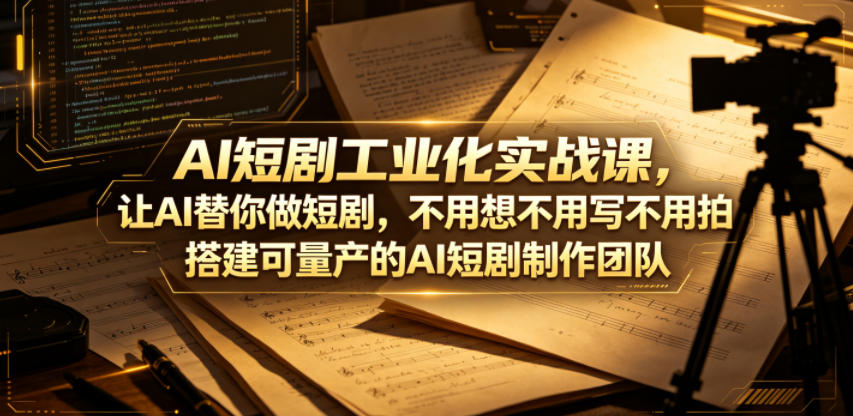 AI短剧工业化实战课，让AI替你做短剧，不用想不用写不用拍，搭建可量产的AI短剧制作团队-齐力副业