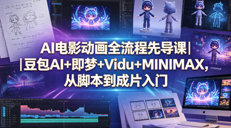 AI电影动画全流程先导课｜豆包AI+即梦+Vidu+MINIMAX，从脚本到成片入门-齐力副业