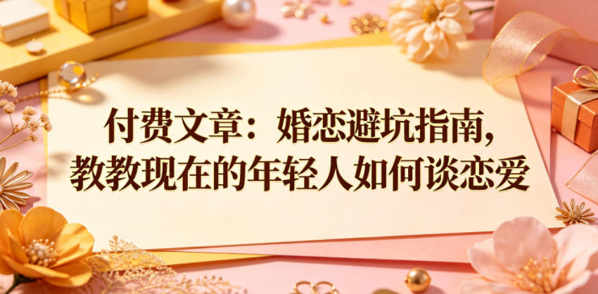 付费文章:婚恋避坑指南,教教现在的年轻人如何谈恋爱-齐力副业