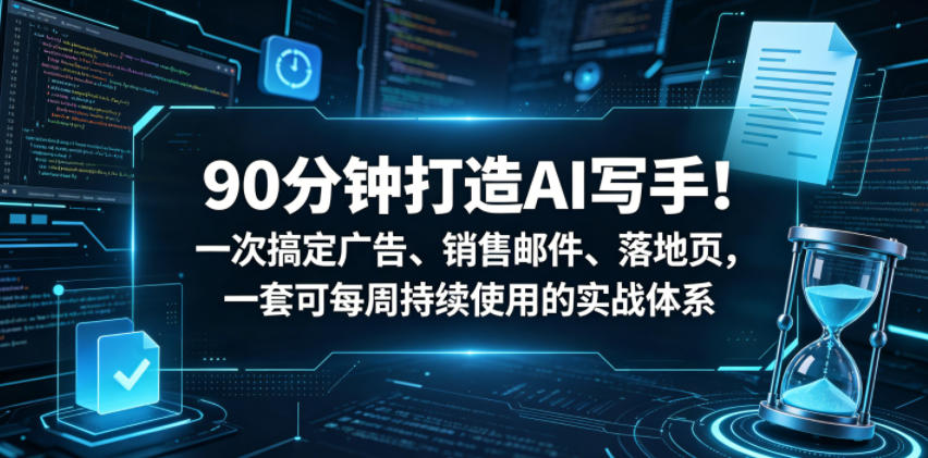 90分钟打造AI写手!一次搞定广告、销售邮件、落地页,一套可每周持续使用的实战体系【原创双语字幕】-齐力副业