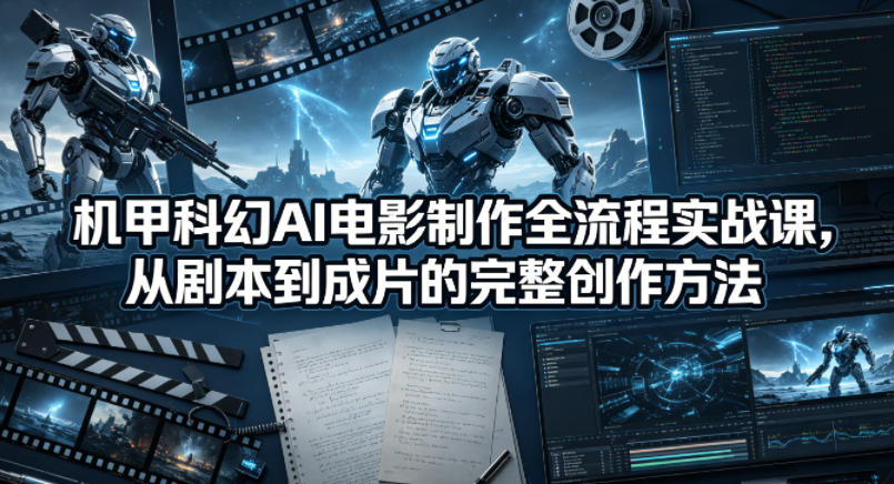 机甲科幻AI电影制作全流程实战课，从剧本到成片的完整创作方法-齐力副业