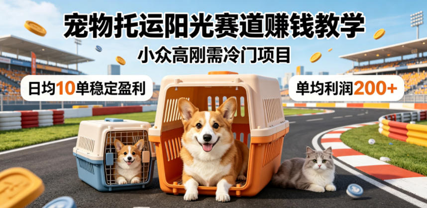 宠物托运阳光赛道賺钱教学,小众高刚需冷门项目,日均10单稳定盈利,单均利润200+-齐力副业