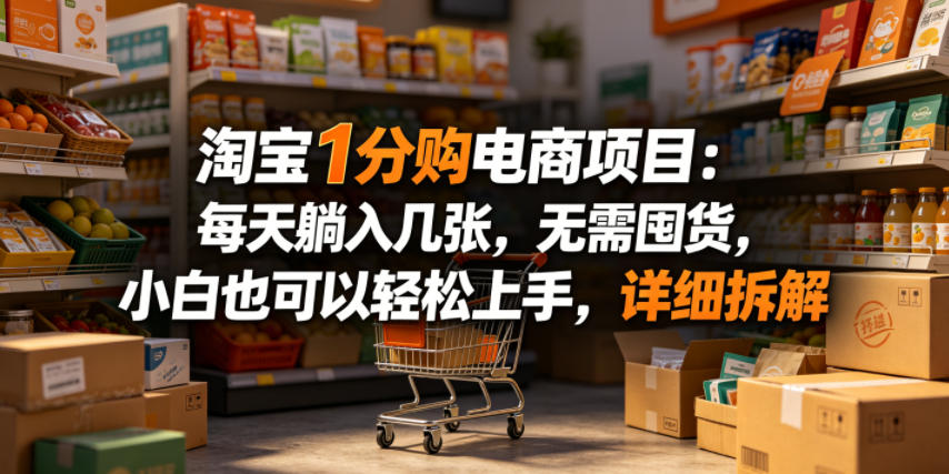淘宝1分购电商项目：每天躺入几张，无需囤货，小白也可以轻松上手，详细拆解-齐力副业