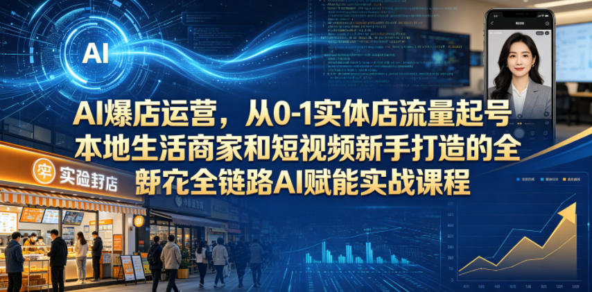AI爆店运营,从0-1实体店流量起号,本地生活商家和短视频新手打造的全链路AI赋能实战课程-齐力副业
