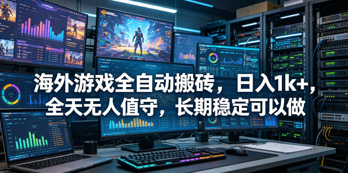 海外游戏全自动搬砖项目，日入1k+，全天无人值守，长期稳定可以做【揭秘】-齐力副业