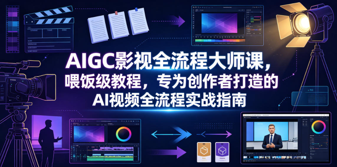 AIGC影视全流程大师课，喂饭级教程，专为创作者打造的AI视频全流程实战指南-齐力副业
