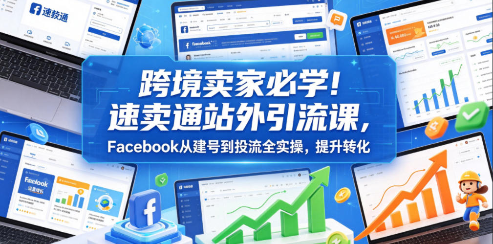 跨境卖家必学!速卖通站外引流课,Facebook从建号到投流全实操,提升转化-齐力副业